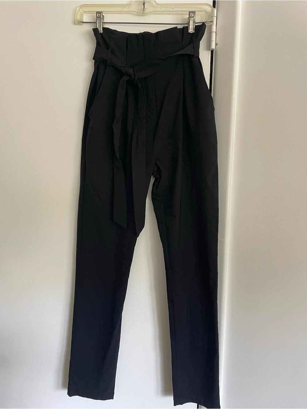 Windsor High-Waist Tie Belt Pants - Black